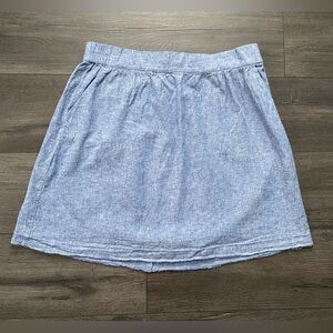 Loft Outlet Women's Blue Linen Blend Mini Skirt Pull On Pockets Size Large